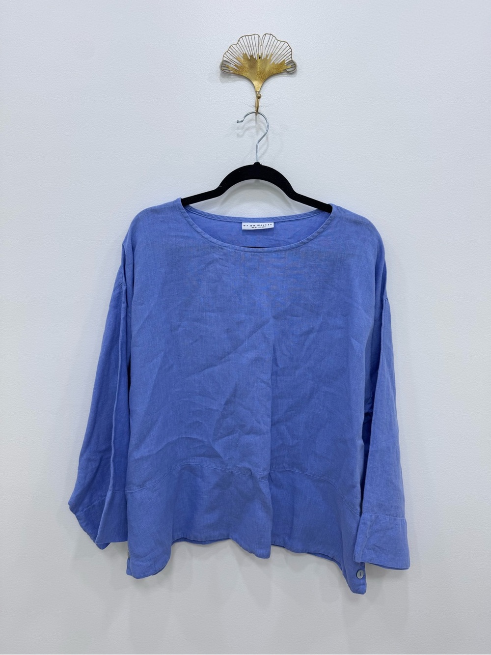 Bryn Walker 3/4 Sleeve Artist Top Women’s Size L 100% Linen Lagenlook Boxy Fit